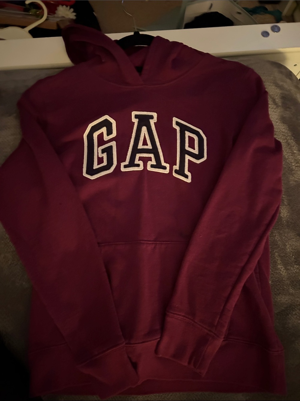 GAP Burgundy Hooded Sweatshirt with White-Trim Logo